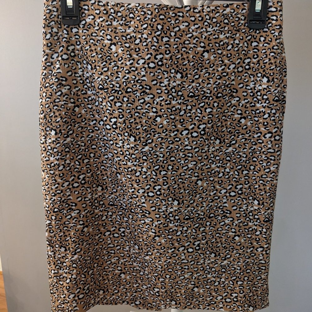 J. Crew Factory Linen Leopard Print Pencil Skirt- SIZE 0